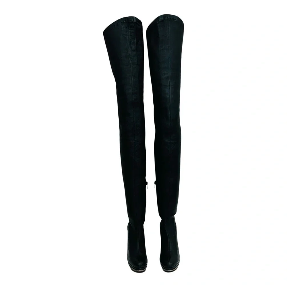 Christian Louboutin Unique 140 OTK Black Leather Boots EU 37 Nappa Leather